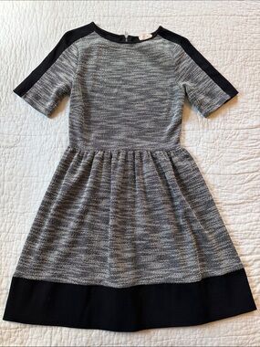 love...ady Black and Gray Textured Knit Dress